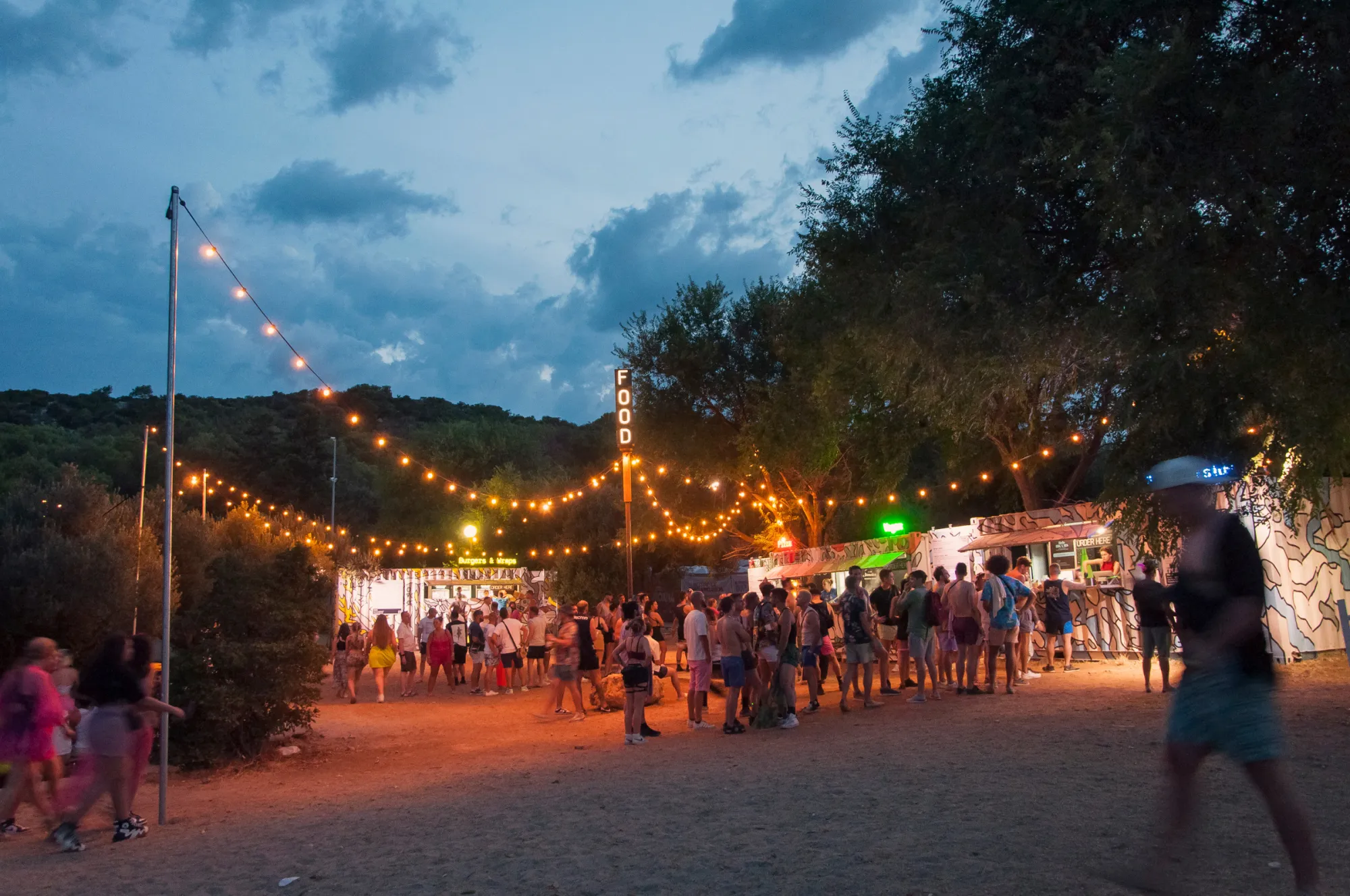 Food court in Tisno at night